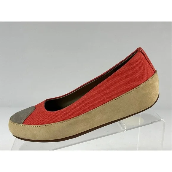 FitFlop Due Canvas Shoes Womens 5.5US 36EU Red Platform Toning Ballet Flats - Picture 3 of 11
